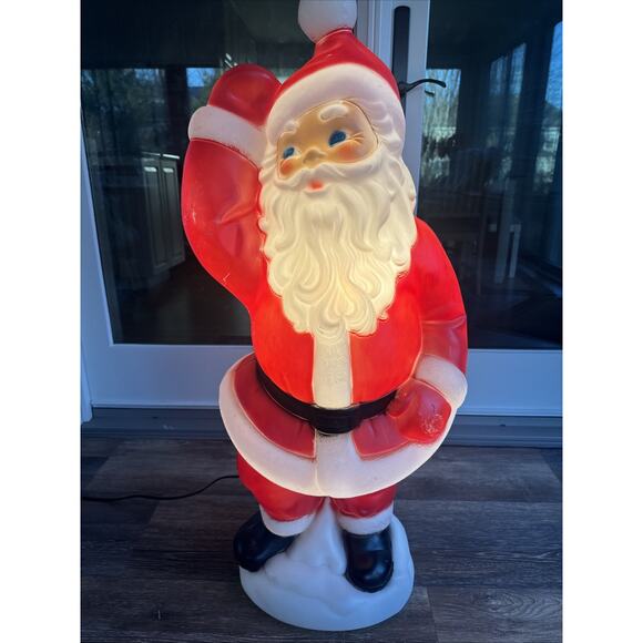 Blow Mold General Foam 41” Waving Santa w/ Red Gloves Christmas Made in USA - Picture 2 of 13